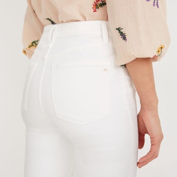 Madewell Cali Demi-Boot Jean Pure White Raw-Hem Distressed Stretch Denim 26 - Picture 5 of 15